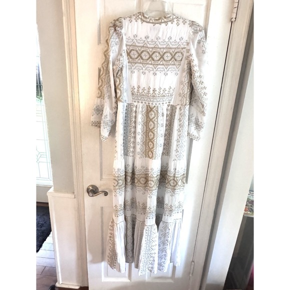 Hale‎ Bob Lole Embroidered Maxi Gold/Silver Sz XS Boho Beach Resort Gorgeous - Picture 11 of 16